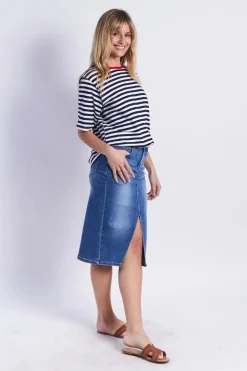 Fashion Express Brunswick Tee | Navy Stripes