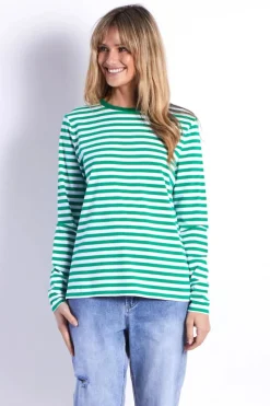 Fashion Express Brunswick Long Sleeve Top | Green Stripes