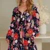 Fashion Express Clementine Long Sleeve Mini Dress | Navy Floral