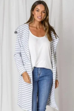 Fashion Express Hudson Stripe Cardi | Grey/White