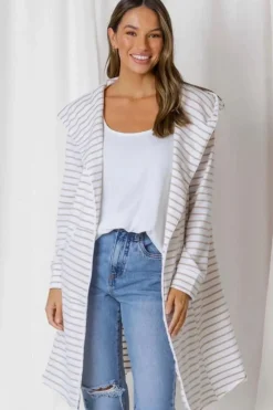 Fashion Express Hudson Stripe Cardi | Beige Stripe