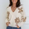 Fashion Express Josephine Daisy Cardi | Winter White/Mocha
