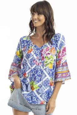 Fashion Express Lilah Boho Top | Amalfi Blue