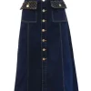 Fashion Express Midi Button Detail Denim Skirt | Dark Indigo