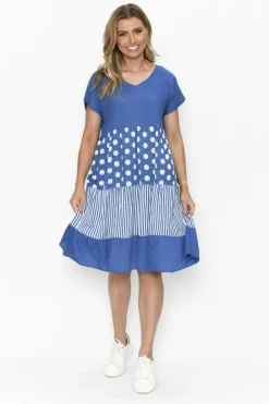 Fashion Express Nadia V-Neck Dress | Blue