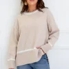 Fashion Express Slouch Contrast Knit | Latte