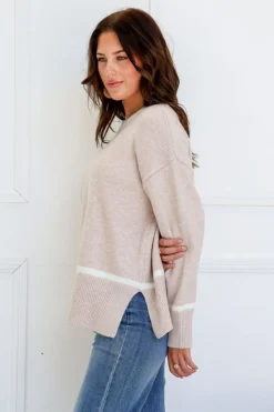 Fashion Express Slouch Contrast Knit | Latte
