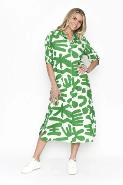 Fashion Express Sofia Shirt Dress | Green Abstract