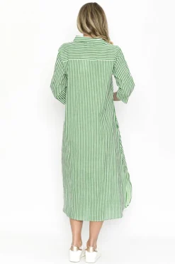 Fashion Express Sofia Shirt Dress | Green Stripe