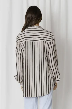 Fashion Express Solace Stripe Relaxed Shirt | Taupe/Black
