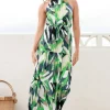 Fashion Express Sorrento Halter Neck Dress | Sea Green/Navy