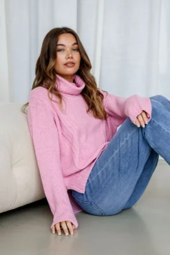 Fashion Express St Moritz Roll Neck Knit | Pink