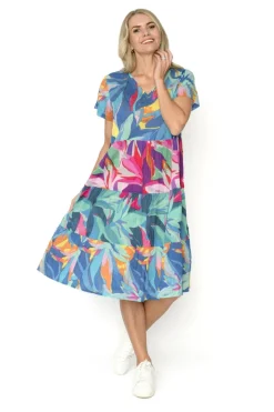 Fashion Express Thalia Tiered Dress | Leaves Mix