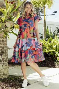 Fashion Express Thalia Tiered Dress | Tropical Sea