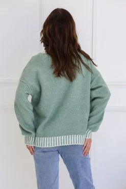 Fashion Express Tilly Blanket Stitch Crew | Sage