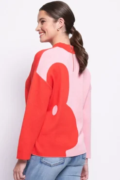 FOIL Zip Code Sweater | Orange Flower