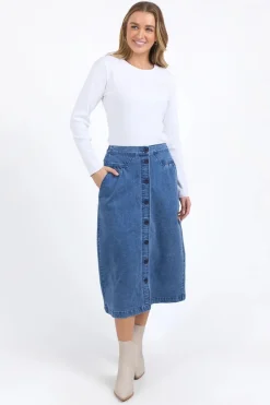 Foxwood Amanda Midi Skirt | Mid Blue