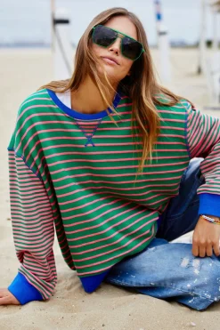 Hammill & Co Retro Stripe Sweat | Green/Pink