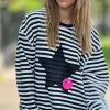 Hammill & Co Star Stripe Waffle Top | Black/White