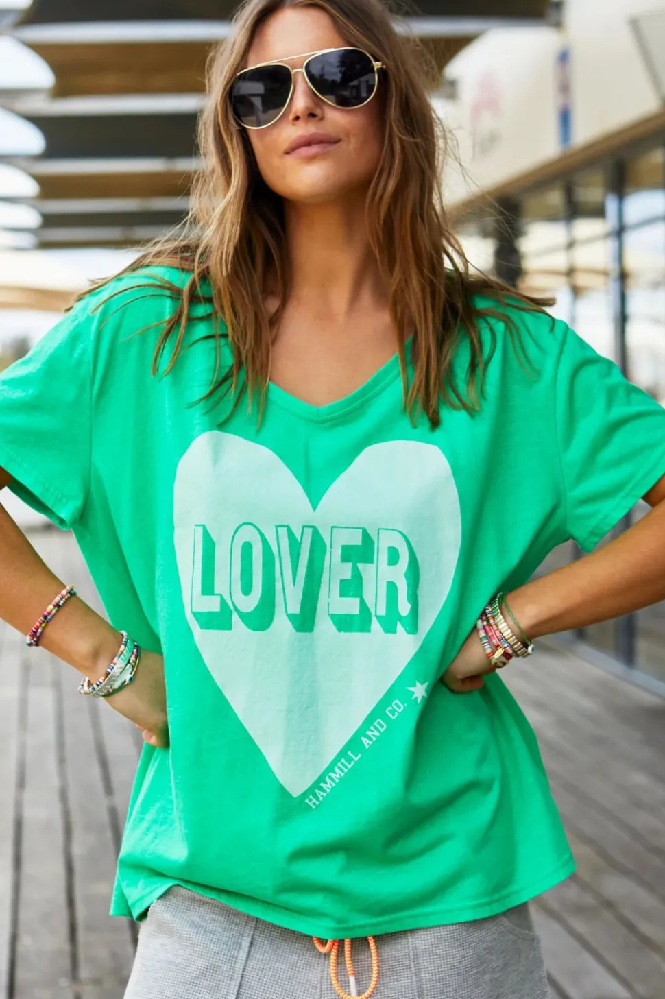 Hammill & Co Vintage Wash Lover Heart Tee | Green