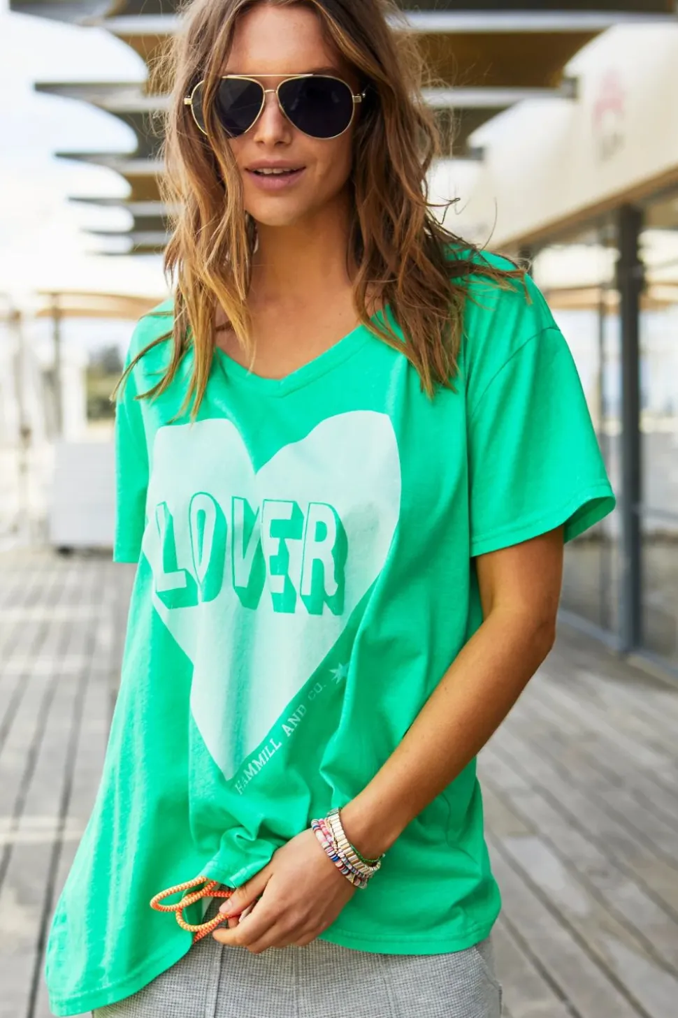 Hammill & Co Vintage Wash Lover Heart Tee | Green