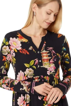 Johnny Was The Janie Favourite Long Sleeve Tiered Henley Dress | Soundbath