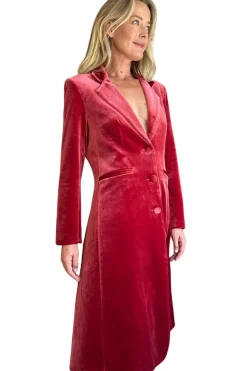 Kamare Surrey Velvet Coat | Coral