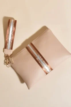 Leila Stripe Pouch | Camel/ Gold