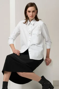 Madly Sweetly Mixed Media Shirt | White
