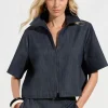 Mela Purdie Short Sleeve Zip Bomber | Deep Indigo