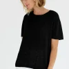 Mia Fratino Chloe Cashmere Tee | Jet Black