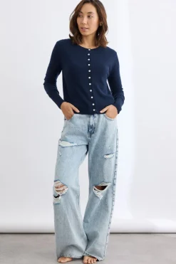 Mia Fratino Essential Slim Cardi | French Navy