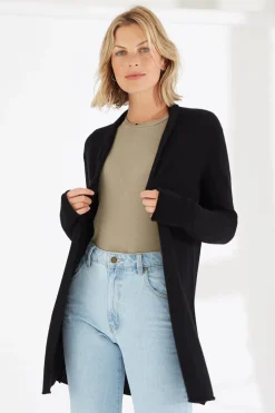 Mia Fratino Essentials Soft Roll Cardi | Jet Black