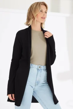 Mia Fratino Essentials Soft Roll Cardi | Jet Black