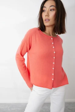 Mia Fratino Pure Reversible Button Cardi | Papaya