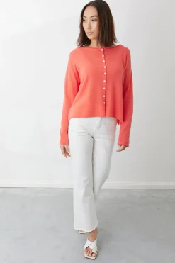 Mia Fratino Pure Reversible Button Cardi | Papaya