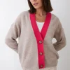 Mia Fratino Stevie Contrast Cardi | Barley/Watermelon
