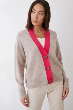 Mia Fratino Stevie Contrast Cardi | Barley/Watermelon