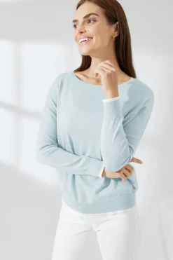 Mia Fratino Theo Tipped Boatneck | Mist/Starch