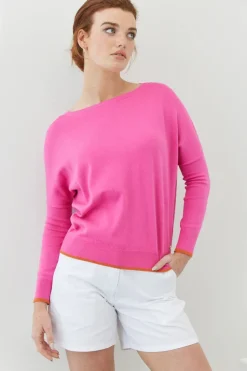 Mia Fratino Theo Tipped Boatneck | Pink/Clementine