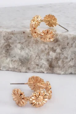 Mini Daisy Hoop Earrings | Gold