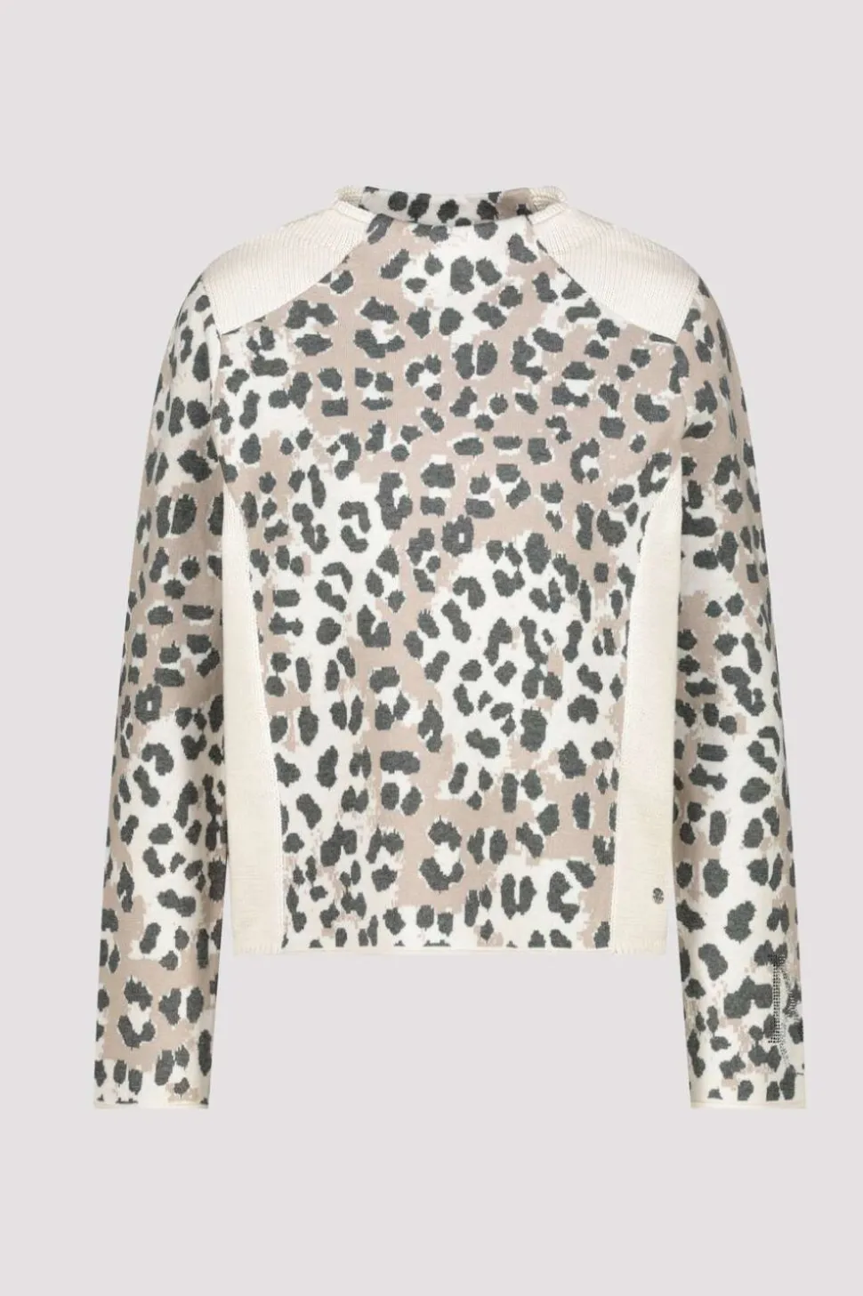 Monari Stand-Up Collar Pullover | Sandshell Leopard Pattern