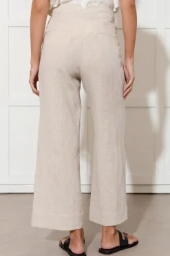 Nisha Cropped Linen Pant | Natural