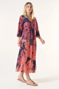 Oneseason Long Poppy Dress | Portofino | Coral