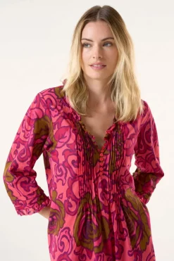 Oneseason Long Poppy Dress | San Sebastian | Hot Coral