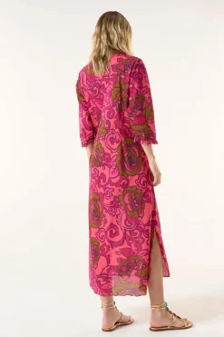 Oneseason Long Poppy Dress | San Sebastian | Hot Coral