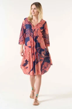 Oneseason Middy Poppy Dress | Portofino | Coral