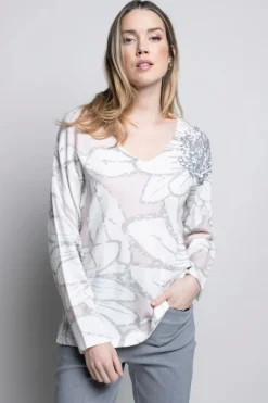 Picadilly Floral Print V-Neck Top | Pink Multi