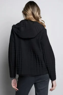 Picadilly Pleated Hooded Jacket | Black