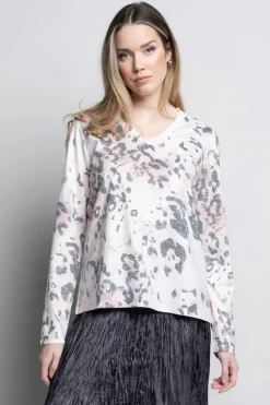 Picadilly V-Neck Printed Top | Pink Multi